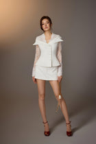 White Lace Trimmed Shirt