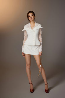 White Lace Trimmed Shirt