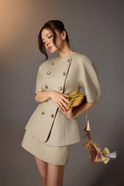 Puff-sleeve Button Blazer