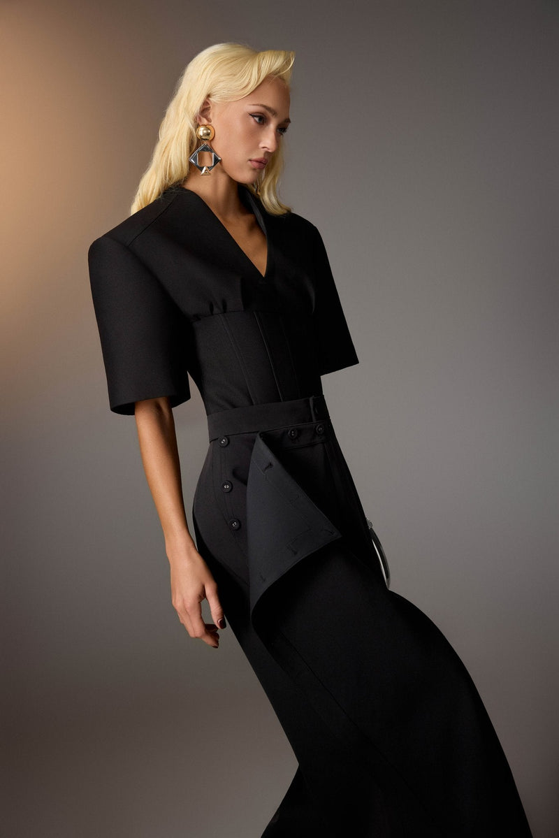 Black Puff-sleeve Corset Top