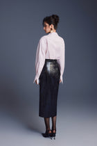 Keira Tong Black Leather Sculpted Skirt
