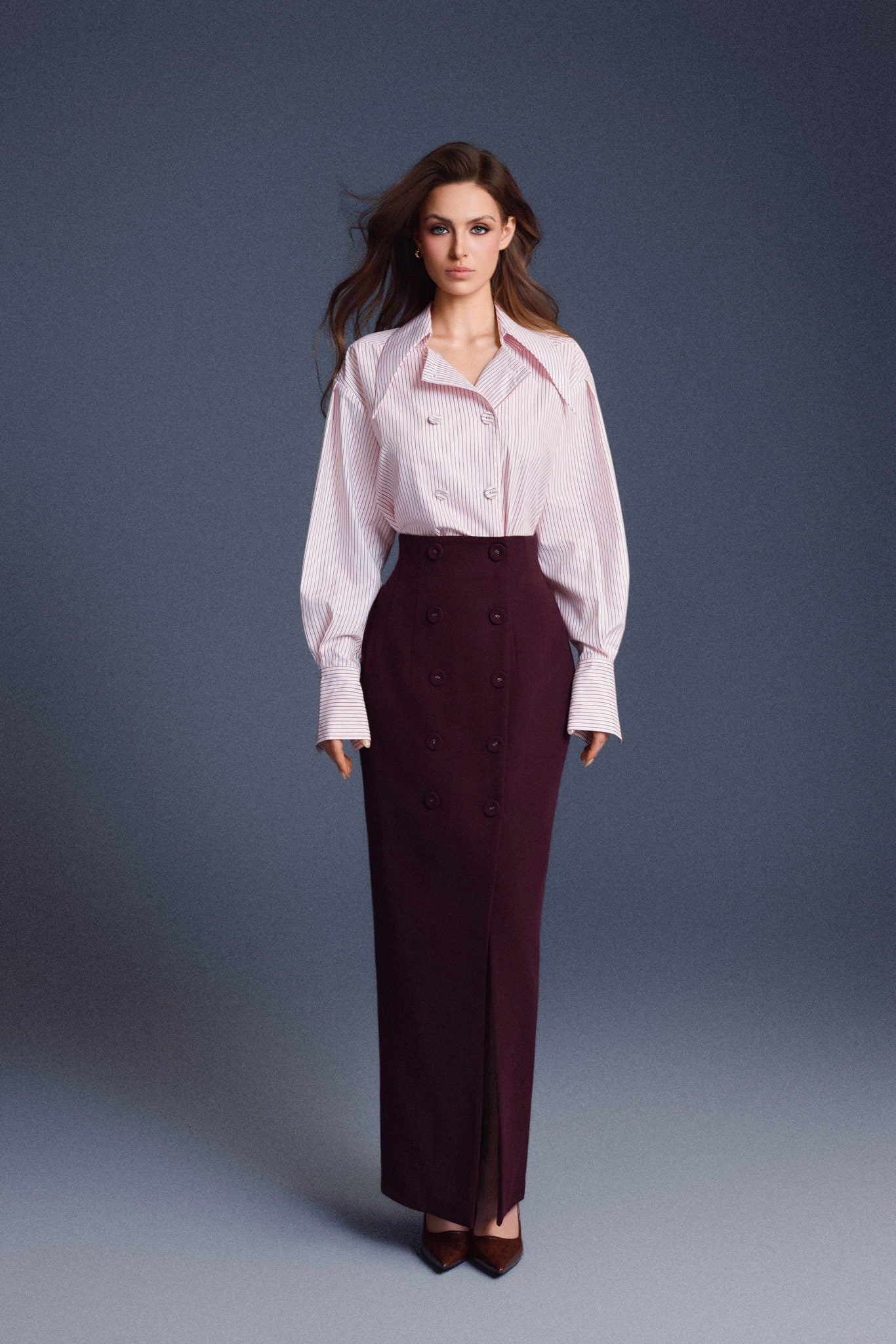 Keira Tong Buttons Sculpted Skirt