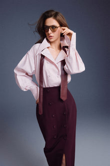 Keira Tong Buttons Sculpted Skirt