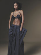 Blue Overlaid Pleated Pant
