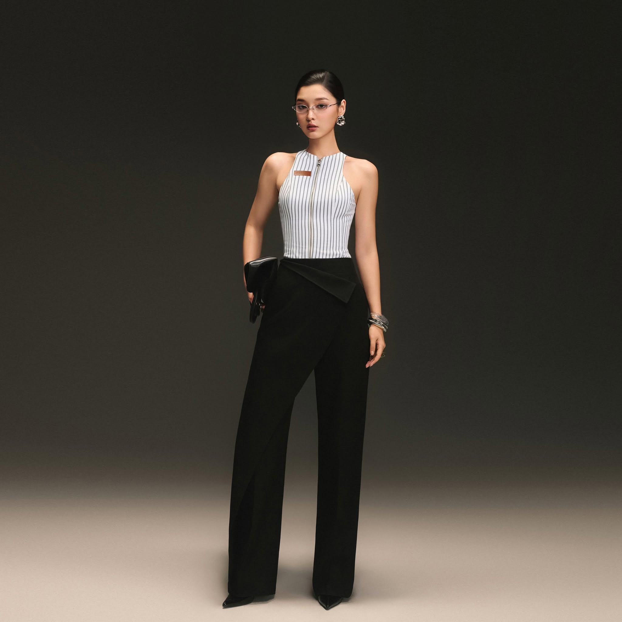 Black Crossfold Trouser