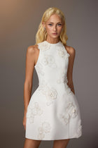 White Floral Appliqué Dress