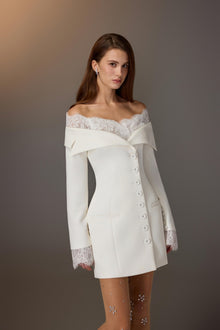 White Lace Trimmed Dress