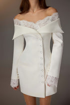 White Lace Trimmed Dress