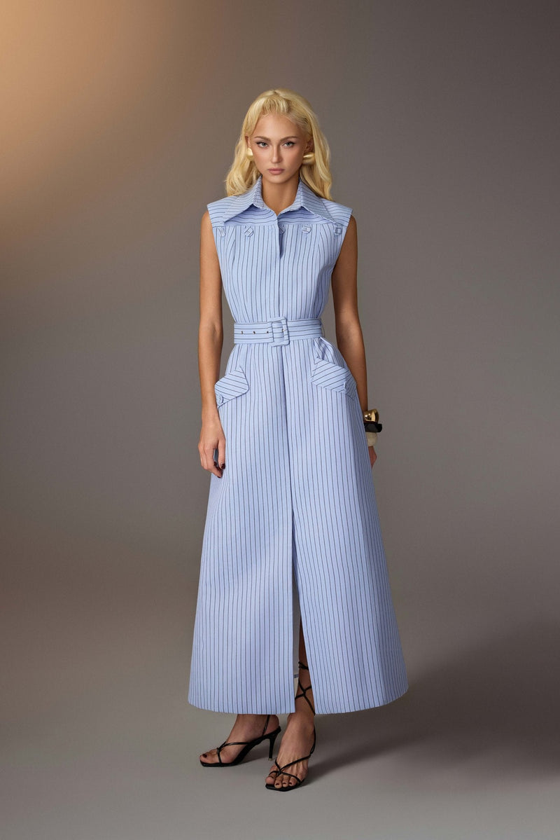 Blue Shirt Pocket Dress