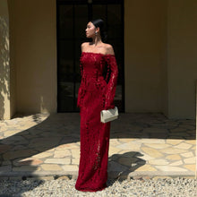 Red Embroidered Vine Dress