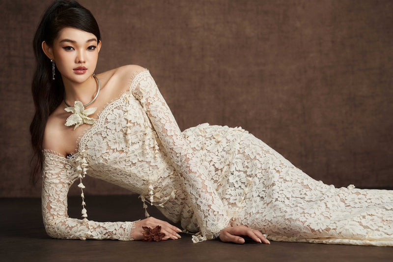 White Embroidered Vine Dress