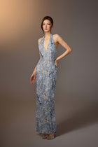 Blue Sea-crystal Maxi Dress