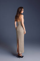 Keira Tong Gold Checkered Cut-out Dress