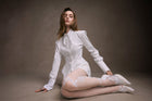 White Cupped Collar Shirt