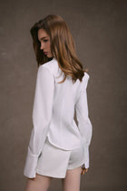 White Cupped Collar Shirt