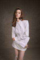 White Cupped Collar Shirt