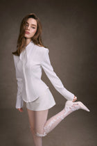 White Cupped Collar Shirt