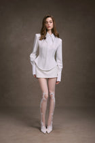 White Cupped Collar Shirt