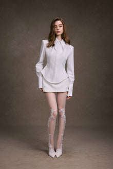 White Cupped Collar Shirt