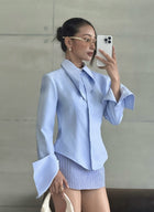 Stripe Cupped Collar Shirt