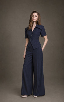 Keira Tong Stripe Wide-leg Pants