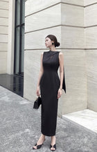 Keira Tong Black Scarf Sleeveless Dress