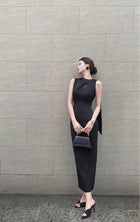 Keira Tong Black Scarf Sleeveless Dress