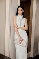 Keira Tong White Scarf Sleeveless Dress