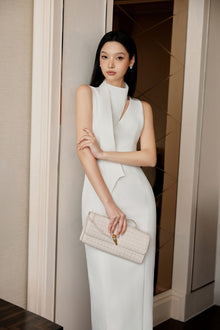 Keira Tong White Scarf Sleeveless Dress