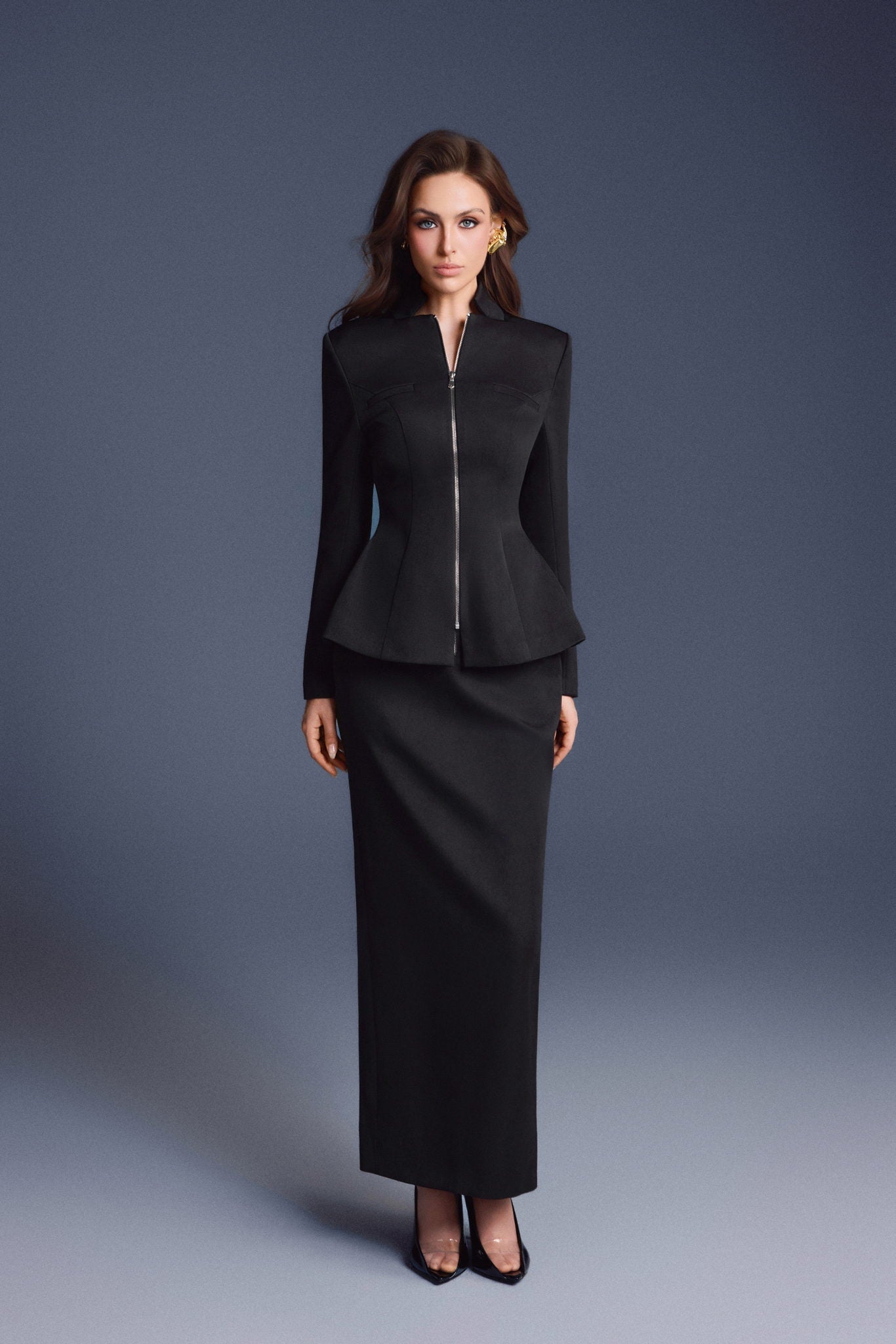 Keira Tong Black Zipper Corset Pencil Skirt