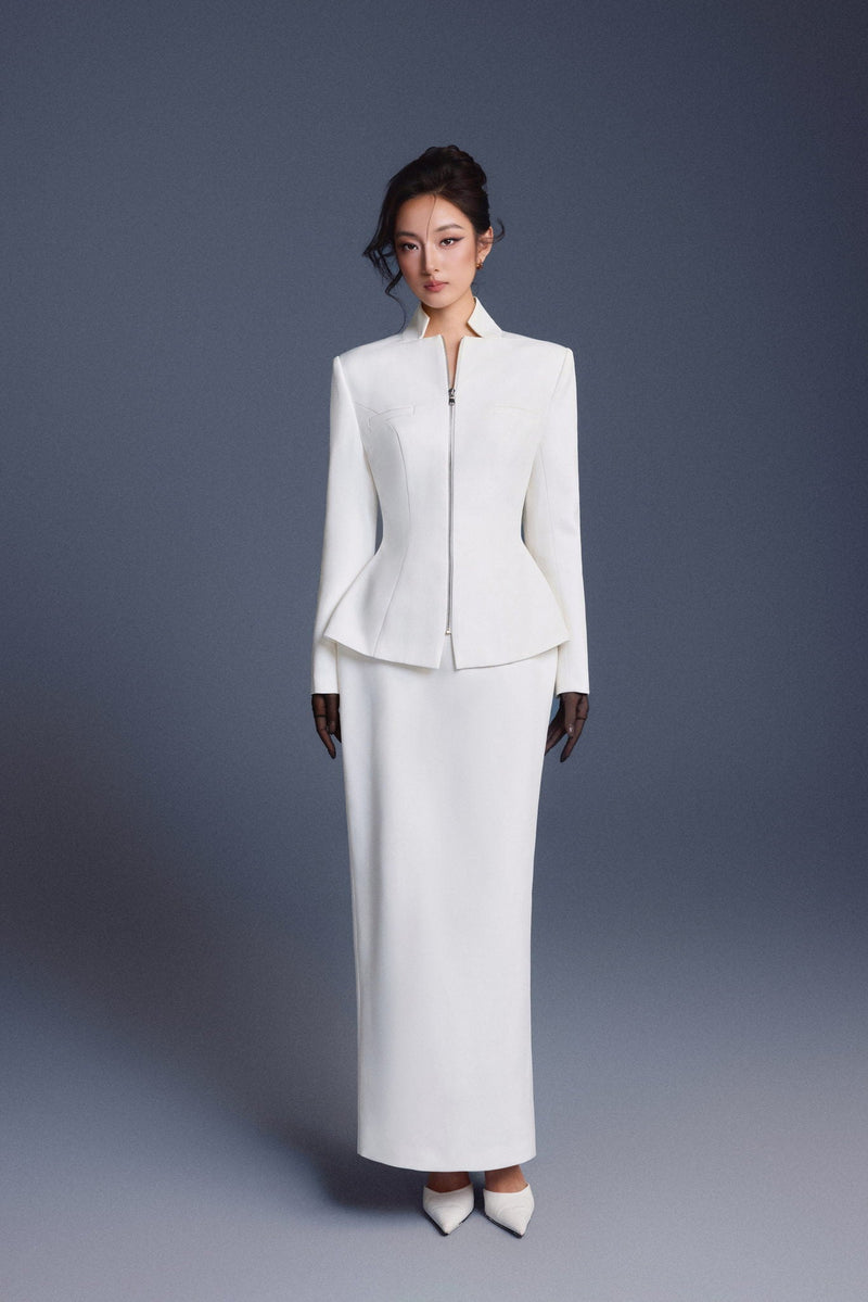 Keira Tong White Zipper Corset Pencil Skirt