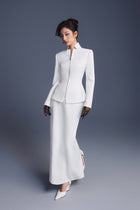 Keira Tong White Zipper Peplum Top