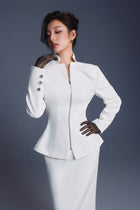 Keira Tong White Zipper Peplum Top