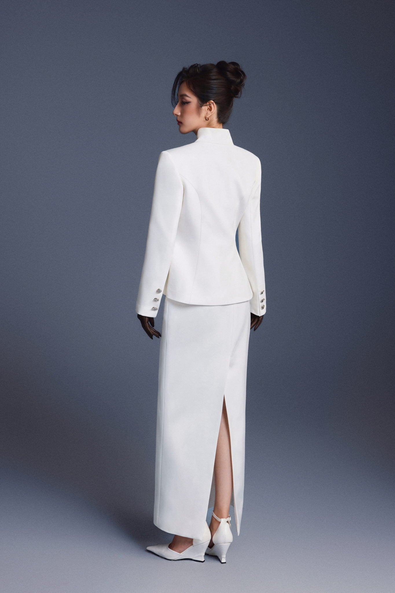 Keira Tong White Zipper Corset Pencil Skirt