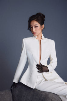 Keira Tong White Zipper Peplum Top