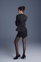 Keira Tong Black Folded Buttons Top