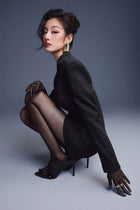 Keira Tong Black Folded Buttons Top