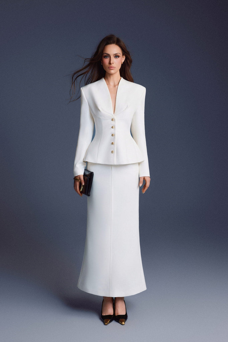 Keira Tong White Folded Buttons Top