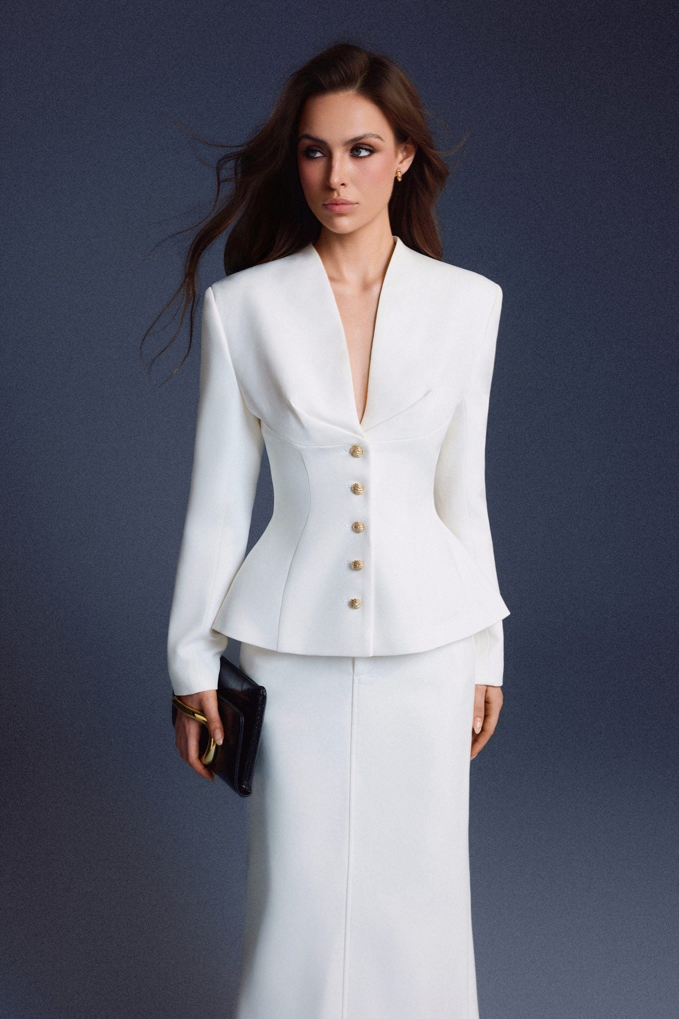 Keira Tong White Folded Buttons Top
