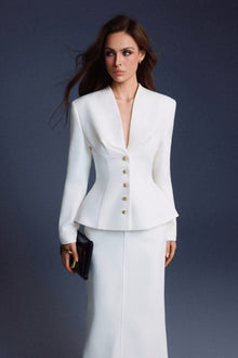 Keira Tong White Folded Buttons Top