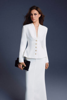 Keira Tong White Folded Buttons Top