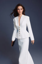 Keira Tong White Folded Buttons Top