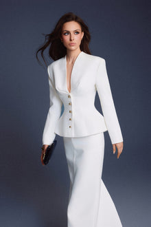 Keira Tong White Folded Buttons Top