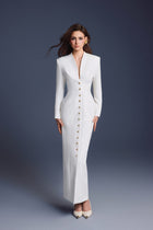 Keira Tong Folded Buttons Dress