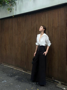 High-waisted Button Pants