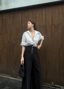 High-waisted Button Pants