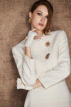 White Corset Pencil Tweed Skirt