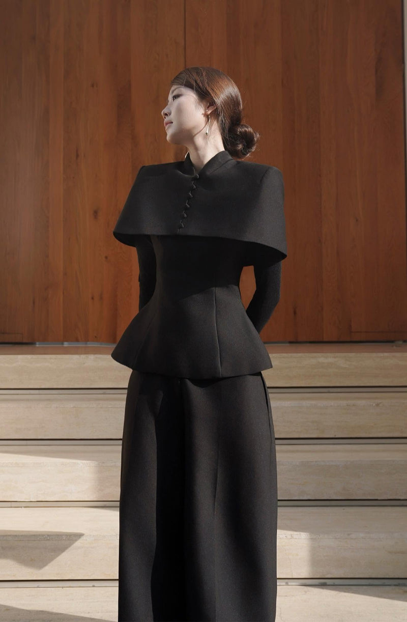 Keira Tong Button Collar Cape