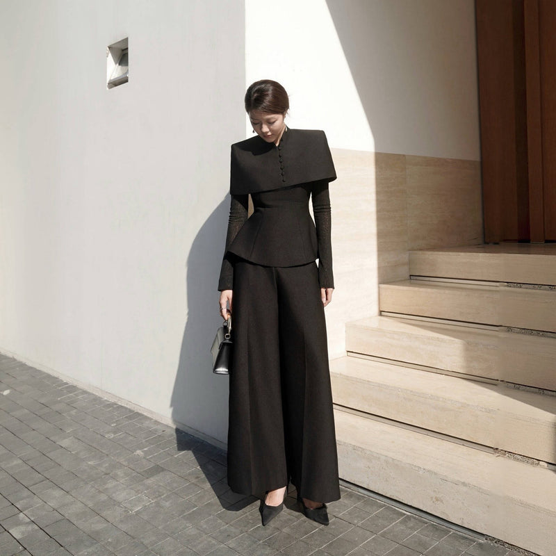 Keira Tong Button Collar Cape