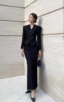 Black Pointed Wrap Blazer